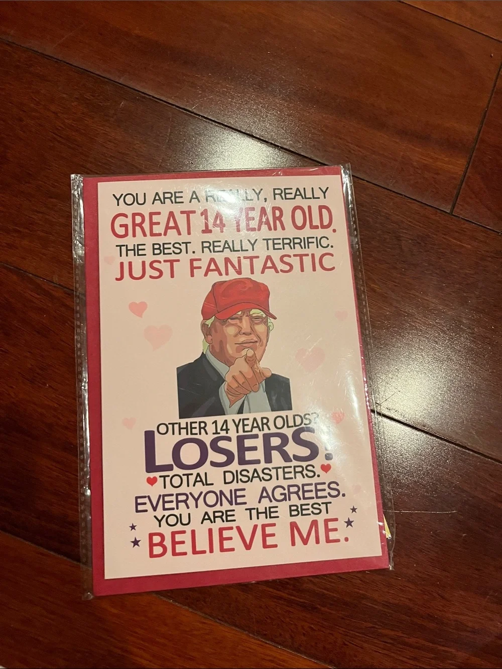 Funny 14th Birthday Card with Red Cap Illustration